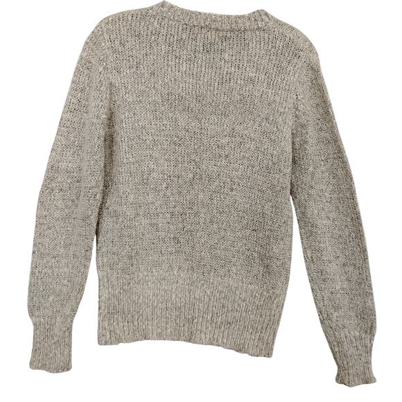 Love Tree Knit Oatmeal Sweater Top Size Small Lace Up V Neck Long Sleeve - Picture 5 of 8